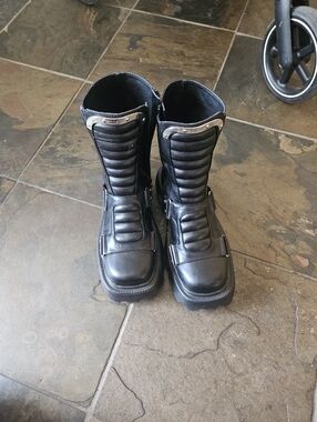 NWOT Killstar Black Quilted Front-Panel Leather Combat Boots
